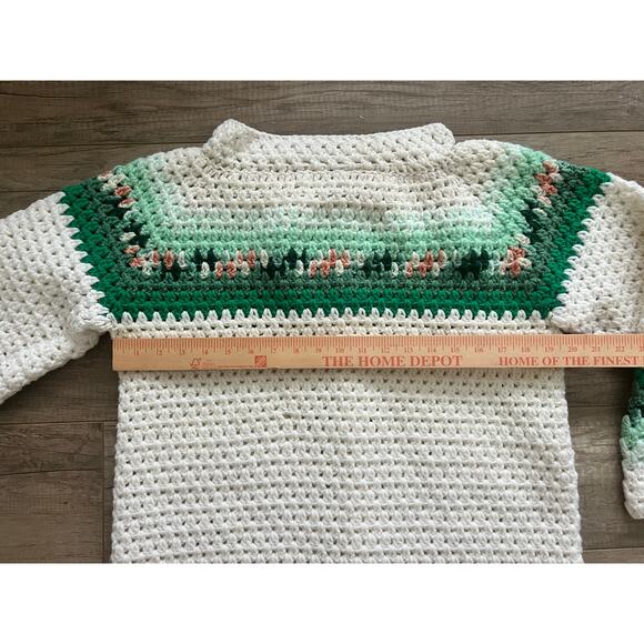 Vintage Finished Grandma Crochet Cardigan Sweater Overshirt Unique Boho Handmade - Picture 5 of 5